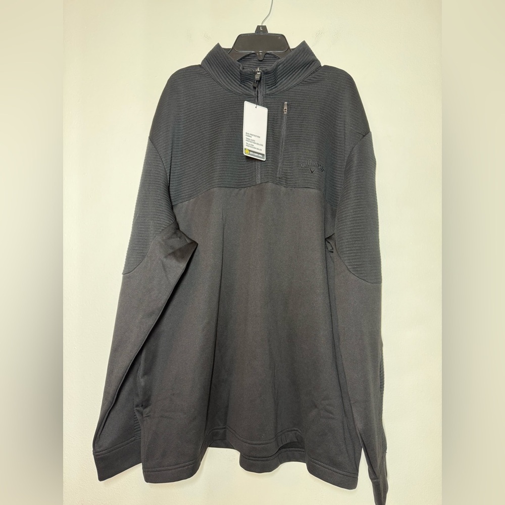 Callaway Opti Dri Black Golf UPF 50 1/4 Zip Pullover Sweatshirt MENS SIZE XL NWT